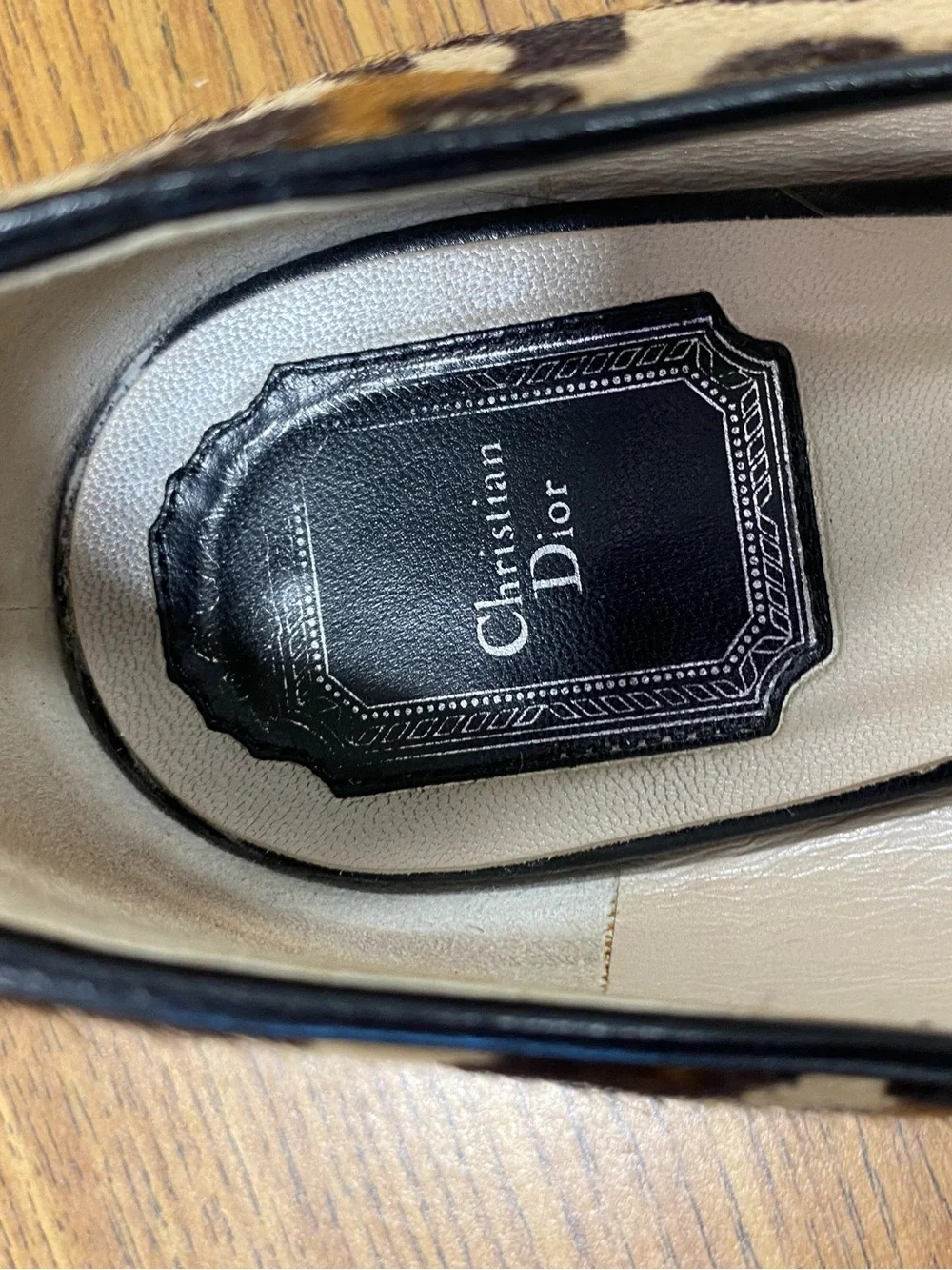 Dior Leopard Print Calf Hair Flats in Tan and Brown